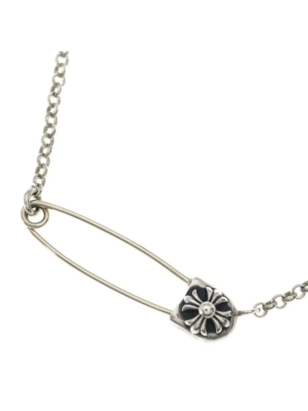 Chrome Hearts Safety Pin Roll Chain Silver Necklace